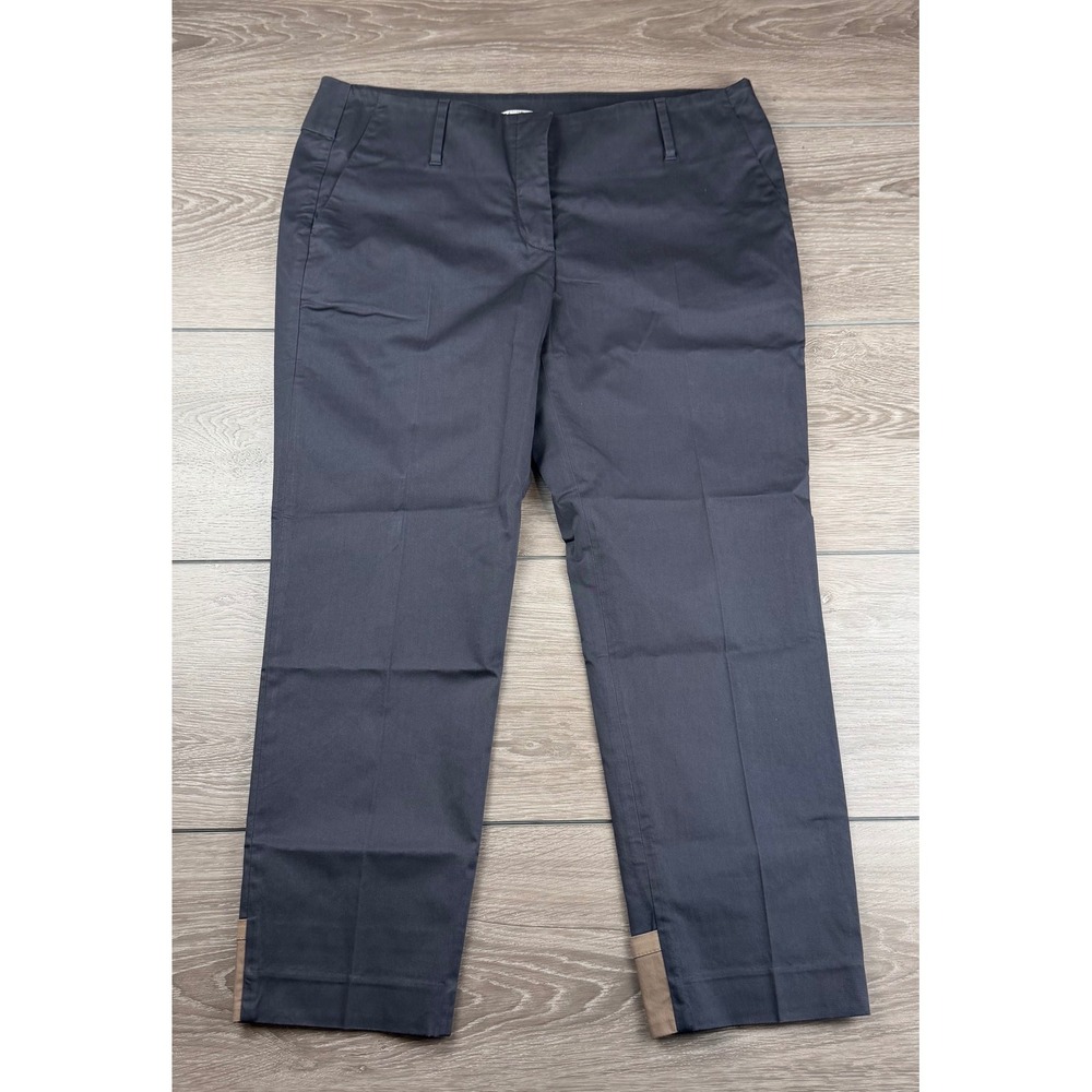Brunello Cucinelli Womens Cropped Trousers Contrast Hem Gray Size 12 - Picture 2 of 11